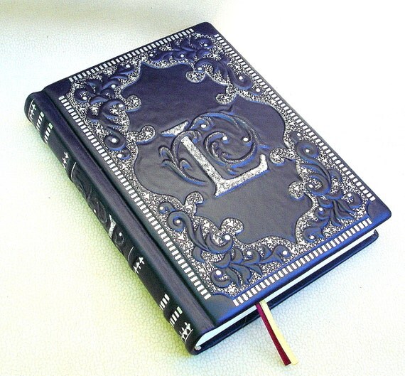 Leather Journal Blank Book Navy Blue Leather 6 x 9 in