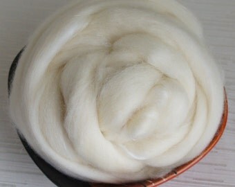 SALE Felting or Spinning wool White Blue Faced Leicester/Super Bright Nylon Top - Undyed - Dyeable Roving for Spinning and Felting