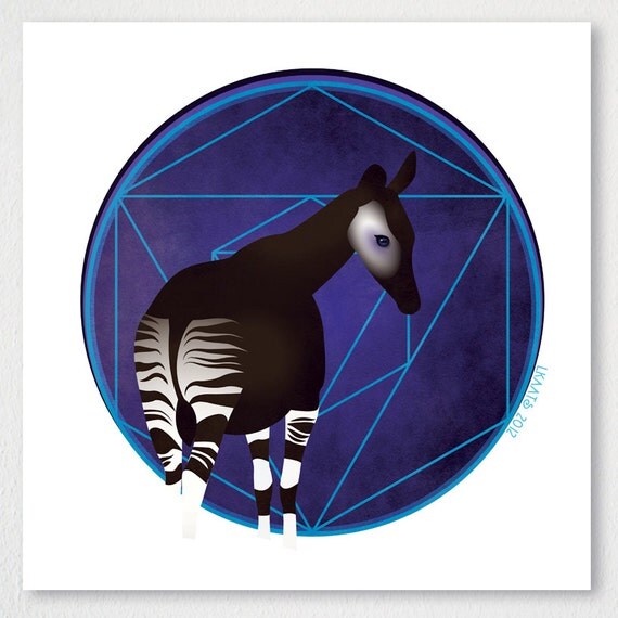 Items similar to Wildlife Art Print modern wall art Okapi on Etsy