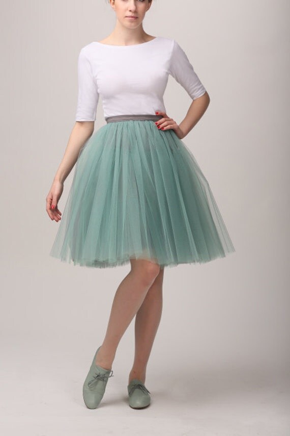 Grey&mint tutu tulle skirt for adults petticoat adult tulle