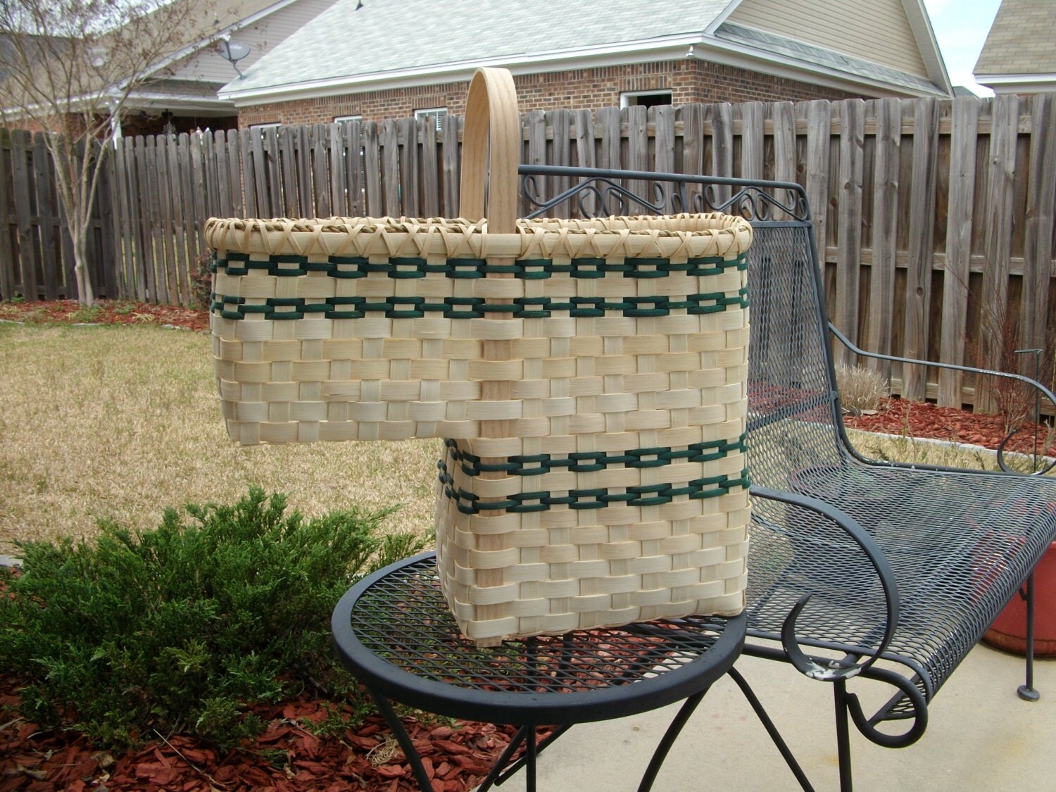 Hand Woven Reed Stair Step Basket