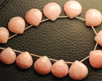8 Inch Strand,12 Beads,Superb-Finest Quality PERUVIAN PINK OPAL Faceted Heart Shape Briolettes,11-12mm