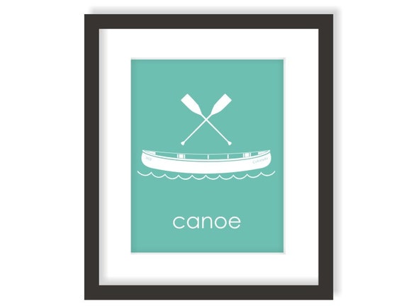 Canoe Art, Modern Nursery Decor, Outdoors Nursery, Canoe print 