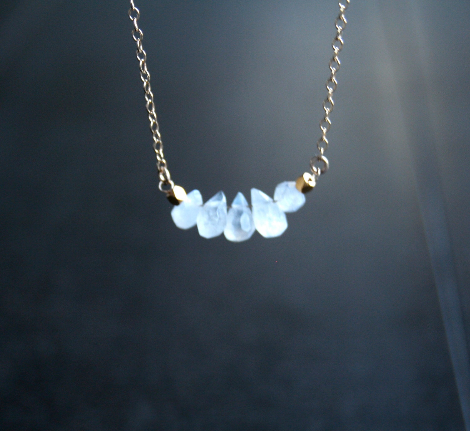 Gold Moonstone Cluster Necklace elegant edgy unique