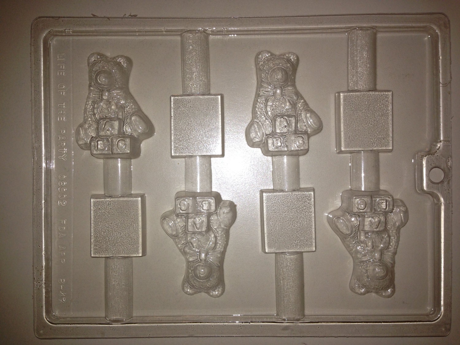 B47 Chocolate Novelty Pretzel Rod Mold Teddy Bear w/ Baby
