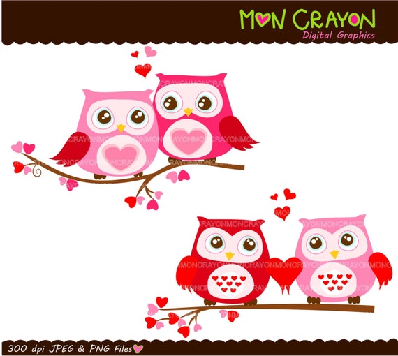 Items similar to Owls and heart digital clipart , INSTANT DOWNLOAD owls ...