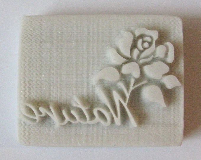 Handmade Cookie Stamp Seal Soap Stamp - Rose with text "Nature"