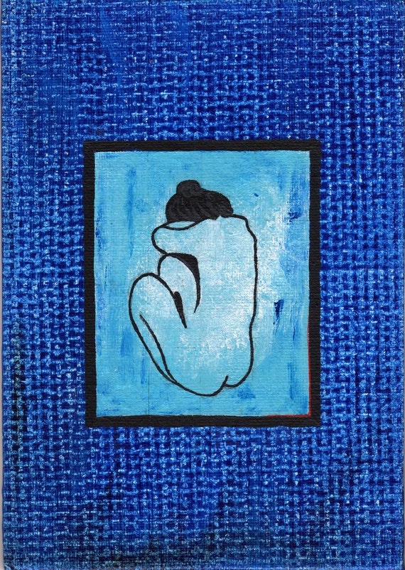 Items Similar To Picasso Like Blue Lady Original Painting Affordable   Il 570xN.429213437 Le5c 