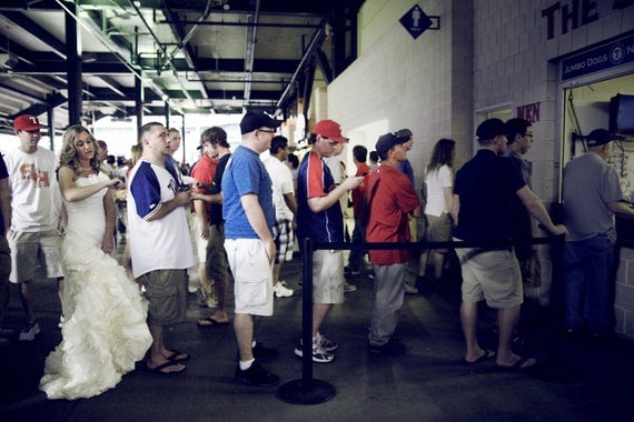 Whimsical Bridal portrait, baseball Game Texas Rangers