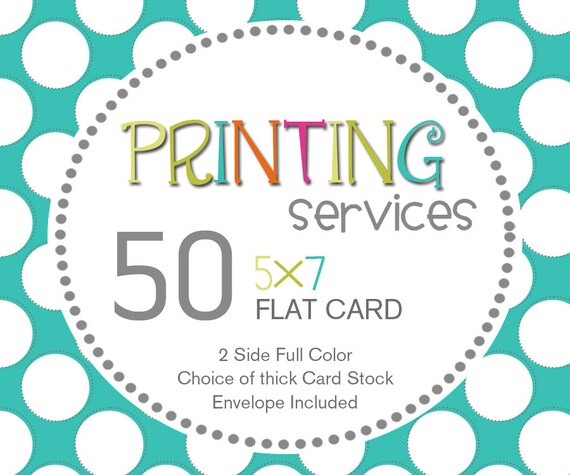 PRINTING SERVICE - 50 Flat Professionally Printed 5x7 Cards by Gloria's Digi Cards Il_570xn