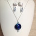 Dark Blue and Turquoise Pendant Necklace Chain and Earring set Sterling silver