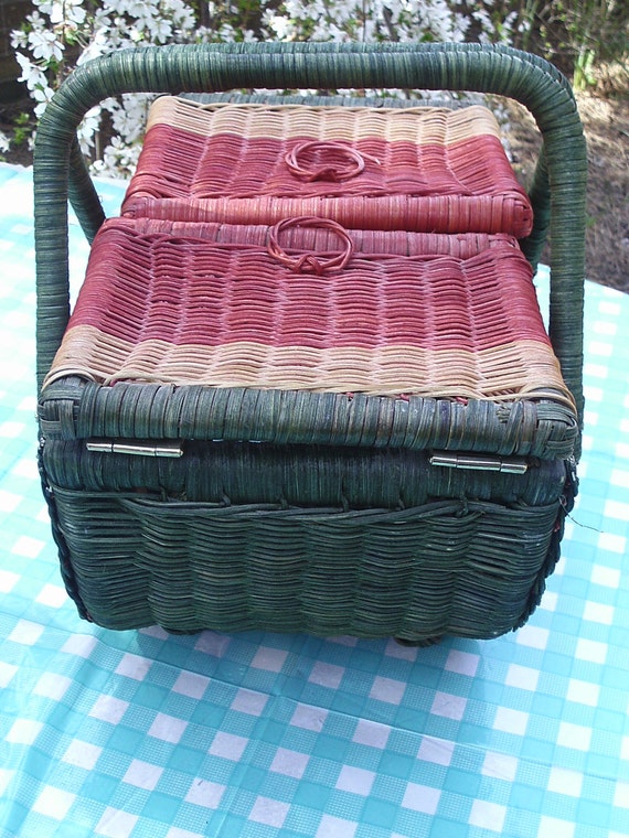 Vintage Watermelon Picnic Basket Wicker Basket