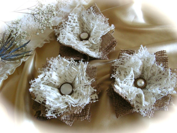 rustic shabby chic ivory lace burlap flowers by mydaisy2000 rustic shabby chic ivory lace burlap flowers by mydaisy2000