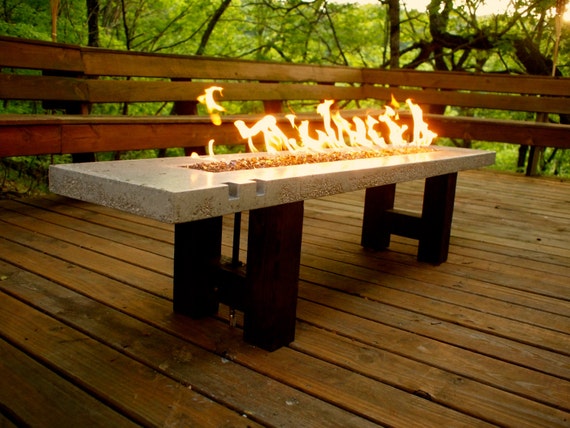 Fire Pit - Fire Table - Concrete and Glass - Propane or Natural Gas
