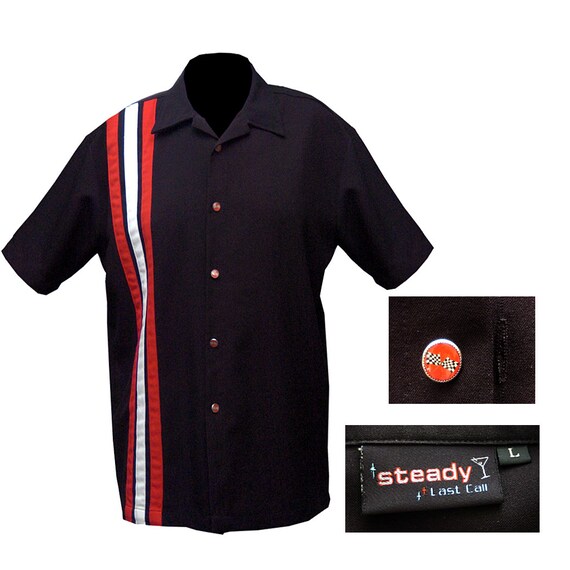 Black Steady Button Down Garage Shirt / Rockabilly Shirt