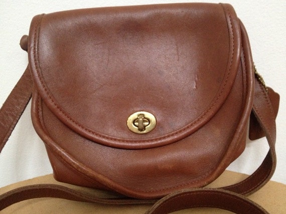 Vintage Brown Leather COACH Crossbody Bag Small
