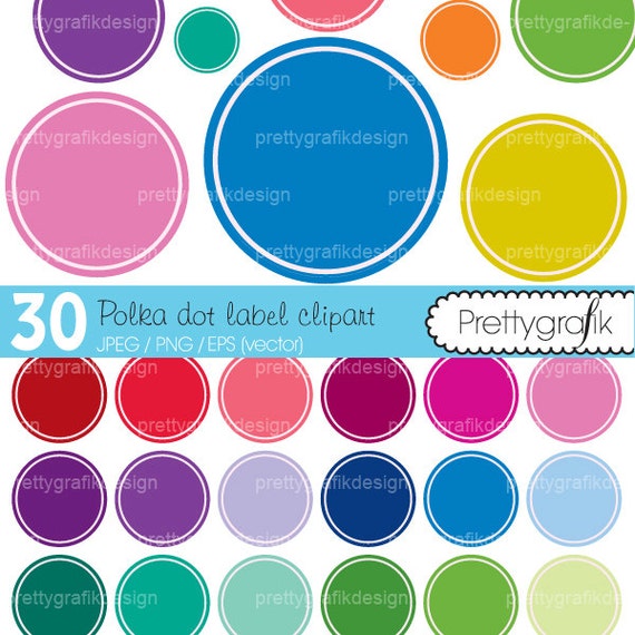 30 polka dot label clipart commercial use, vector graphics, digital clip art, digital images - CL466 Il_570xn