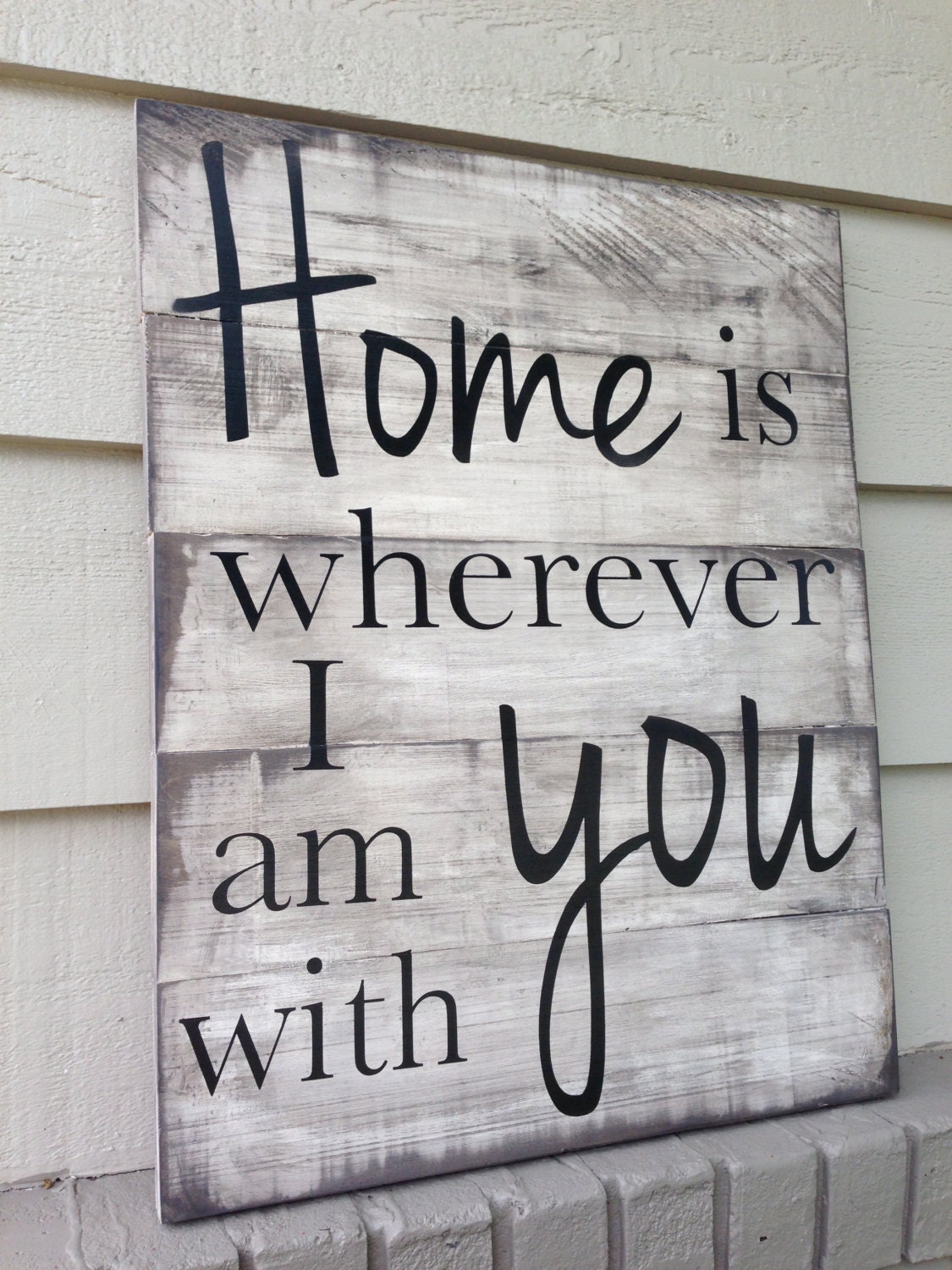 Sale Home is wherever I am with you hand painted wooden sign