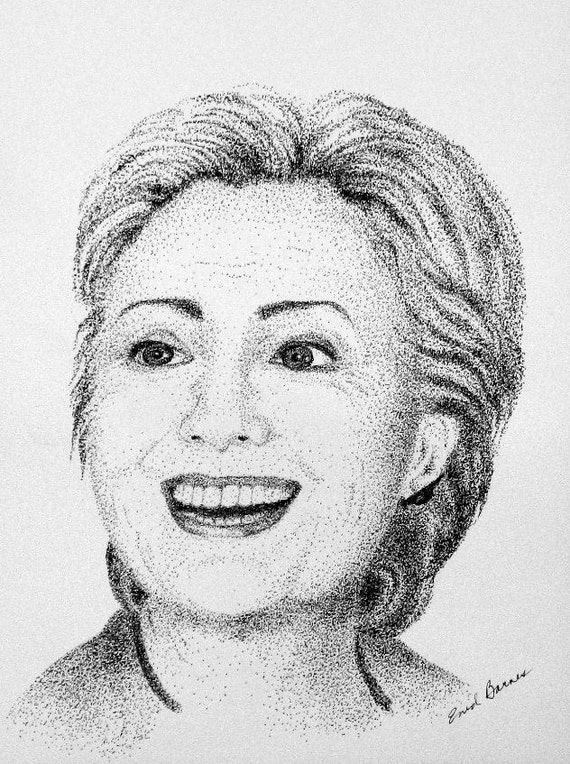 Hillary Clinton Original Pointillism Drawing