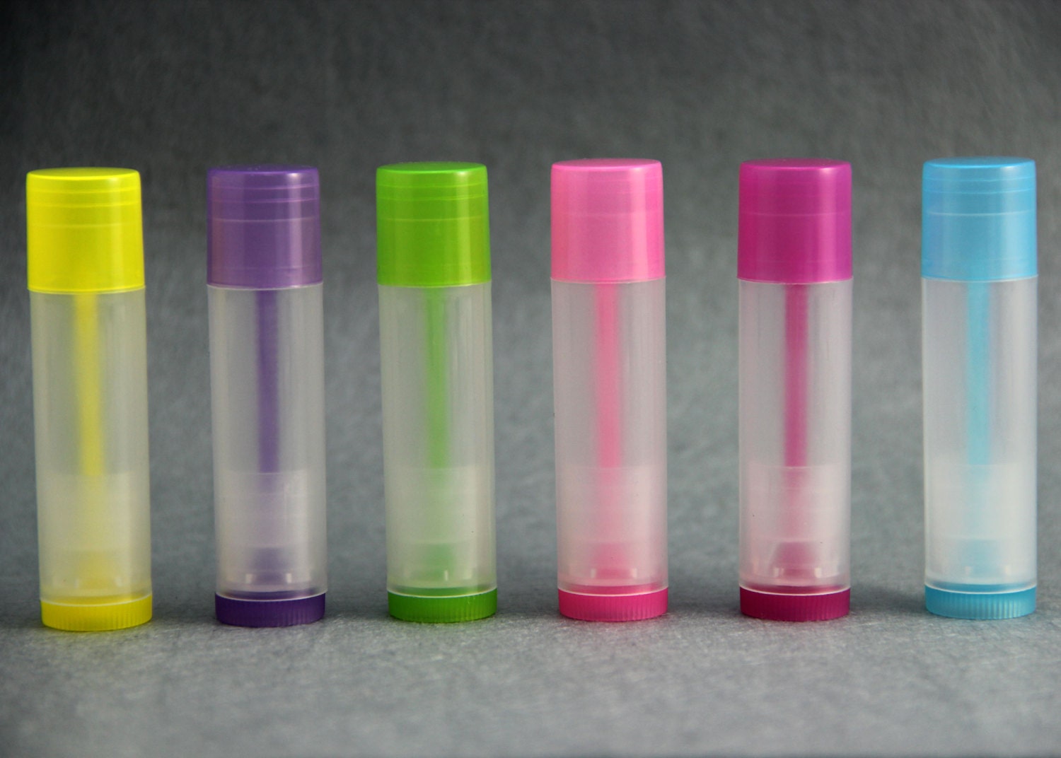 100 Colored Translucent Empty Lip Balm Containers Tubes 