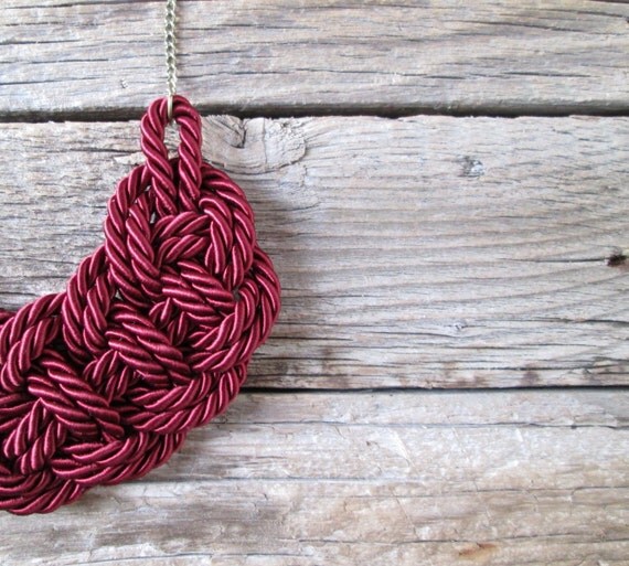 Burgundy Rope knot necklace