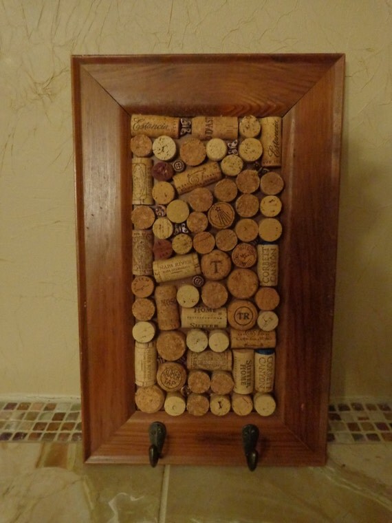 Recycled Wine Cork Key Holder Bulletin Board by NewViewsbyDani