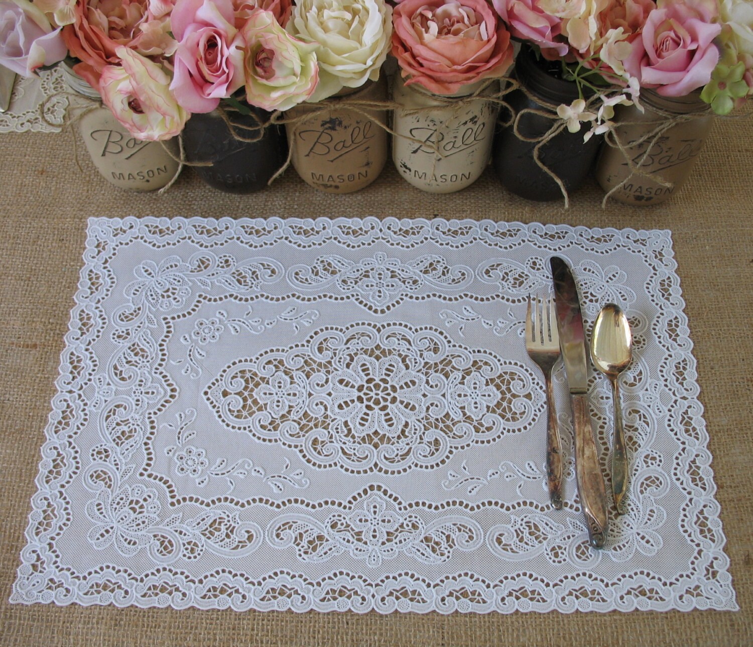 Vinyl Lace Doilies ONE DOZEN vinyl lace doilies Rustic