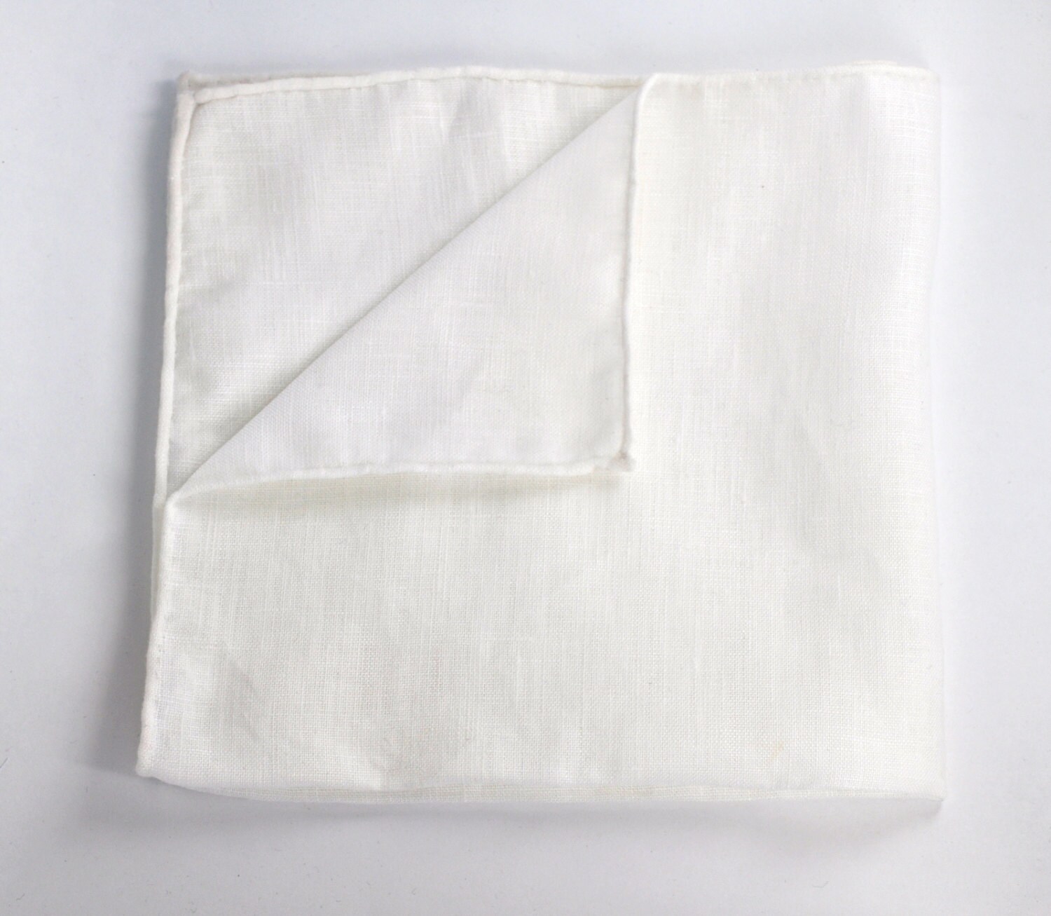 BEST SELLER Crisp white linen pocket square with by 10DollarGent