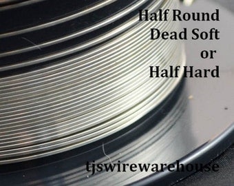 Sterling Silver Wire, 18g to 24g, HALF ROUND, Dead Soft, Half Hard, Length Choice, 925, Wholesale