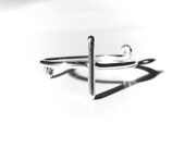 Ring, Sideways Cross Ring, Silver Wire Adjustable Size, Dainty Ring, 16 Gaugle Fine Silver Wire Ring