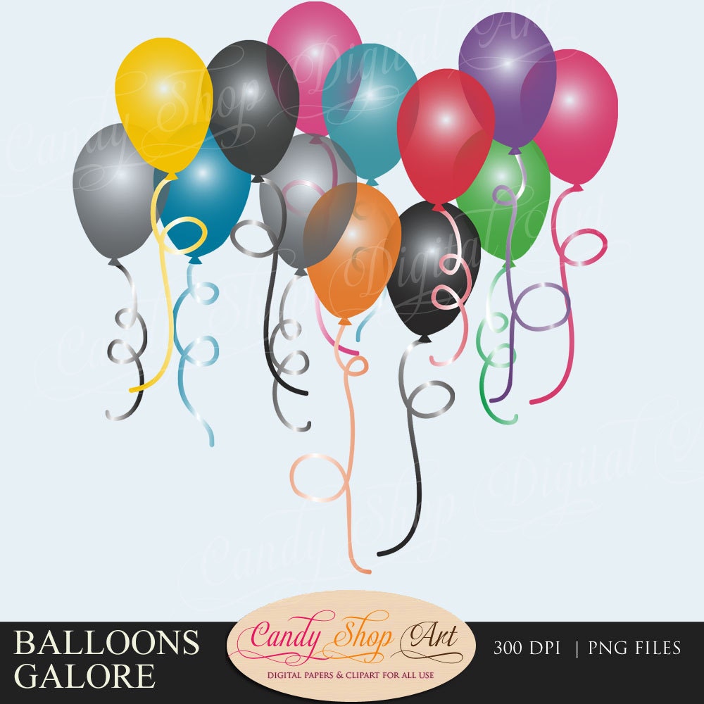 Instant Download 13 Balloons Clip Art plus 1 Balloon Bunch