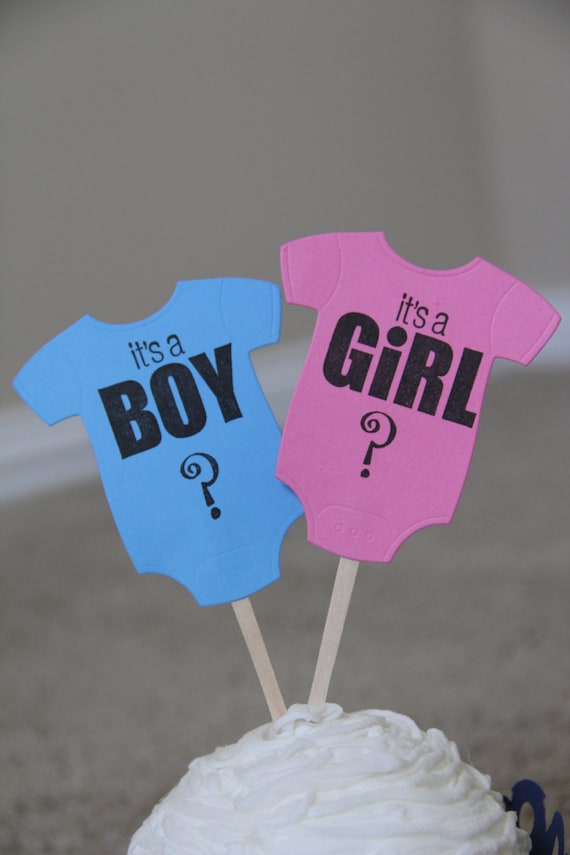 Items Similar To Onesie Gender Reveal Cupcake Toppers 12 On Etsy 3858