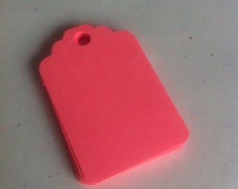 Set of 50 hot pink Tags , Favor Tags, Treat Bag Tags, Product Tags, Hang Tags, Wish Tree Tags, birthday tags ,