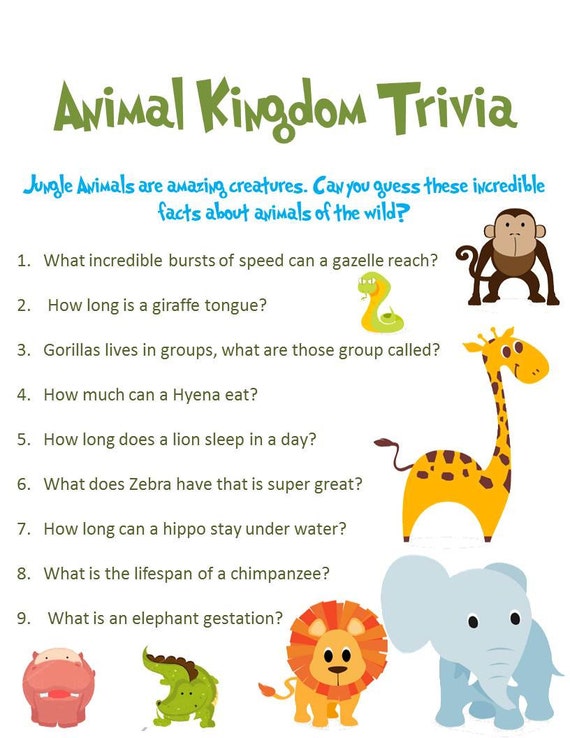 Jungle Animal Baby Shower Game: Animal Kingdom Trivia