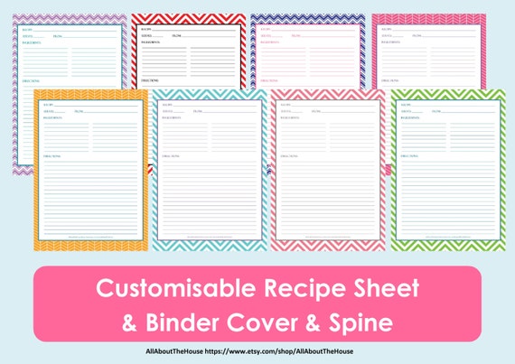 Printable Recipe Sheet Template Recipe Card Recipe Binder