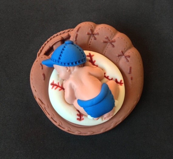 Fondant baby boy baseball 3D glove cake topper baby shower Fondant baby boy baseball 3D glove cake topper baby shower