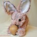 Vintage Steiff Cosy Mummy rabbit with swivelling head, stuffed Easter bunny toy, big amber glass eyes, hand painted mohair, shabby bunny