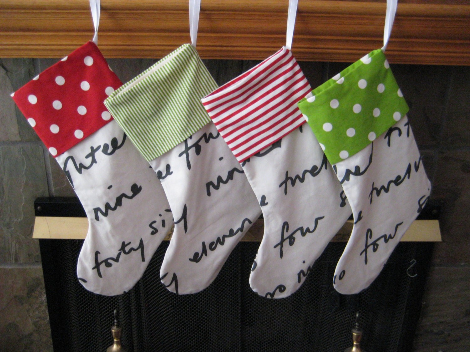 Polka Dot & Stripe Christmas Stocking Personalized