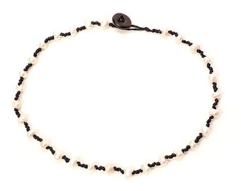 Freshwater Pearl Linen Necklace