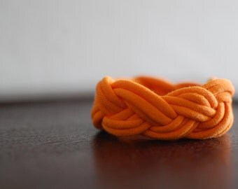 Jersey Fabric Braided Bracelet in Halloween Orange