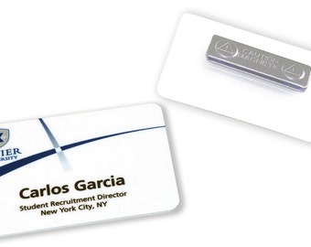 Plastic Name Badge with Magnetic Backing - Logos Included