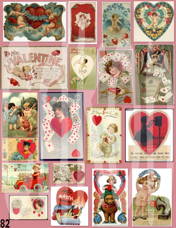 Items similar to vintage valentine cards digital download on Etsy