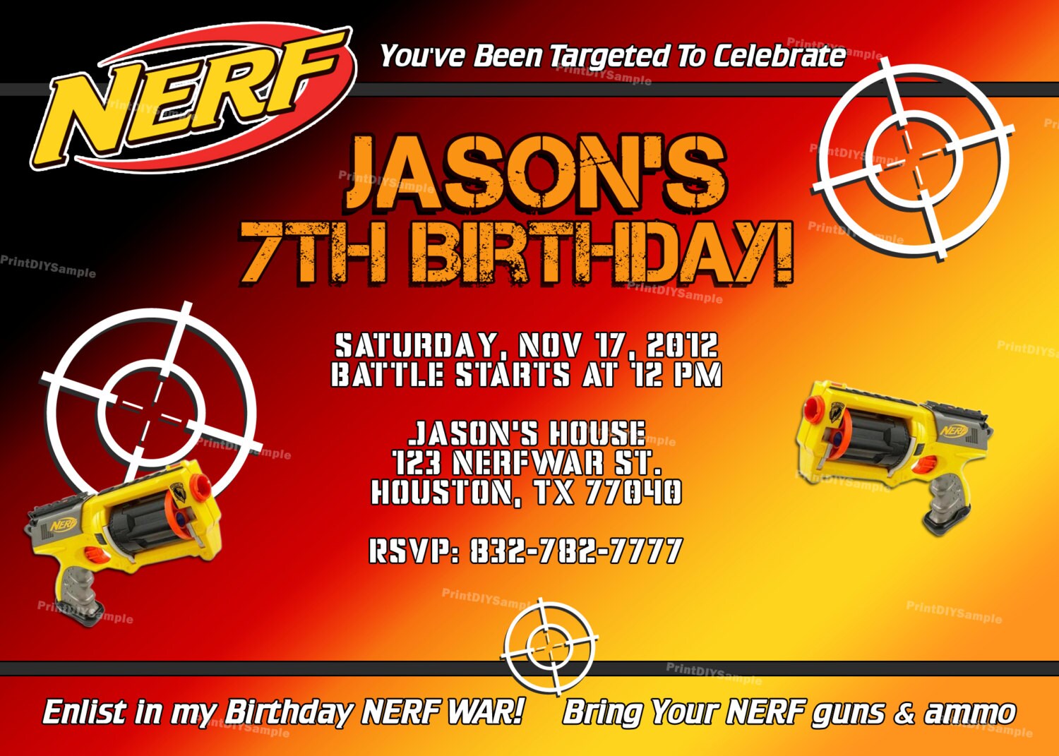 Nerf Party Invitations 4