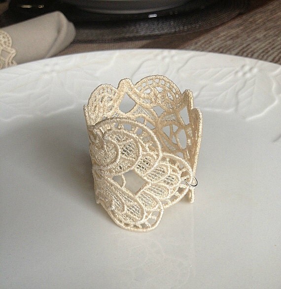 Set of 12 Custom Embroidered Lace Napkin Rings by BlueDoveKnits