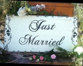 Just Married Wedding Sign Shabby Chic Wedding Sign Wood Wedding Sign