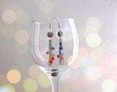 Silver Tassle  Earrings w/Swarovski gems & MOP Bead