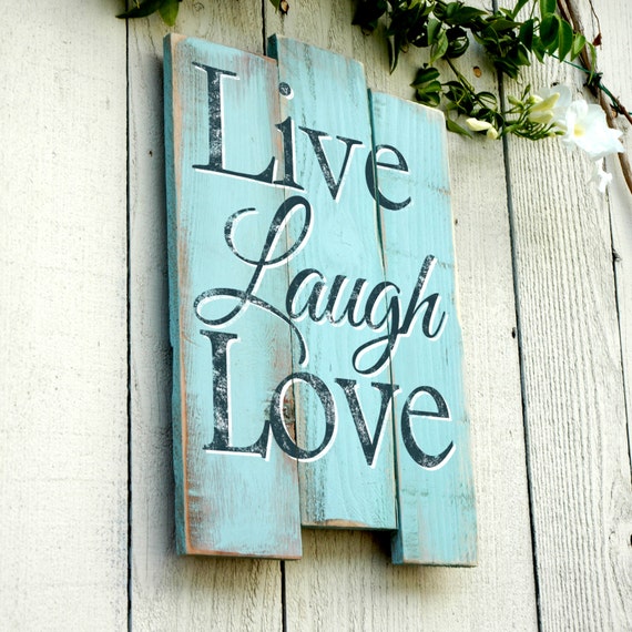 Beach Cottage Decor Live Laugh Love Rustic Wall by JetmakDesigns