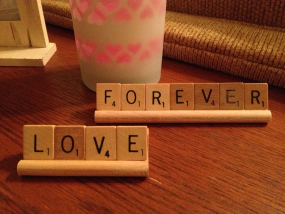 FOREVER LOVE Scrabble Decor for Home, Office, Desk, Wedding, Anniversary, Valentine's Day Unique Gift