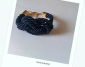 handmade navy silk knot bracelet