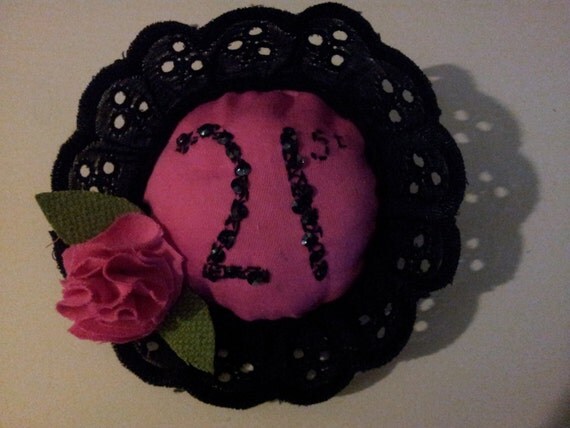 21st Birthday Novelty Kitsch Brooch Mounted onto a Birthday Card by HandmadelittleCreations